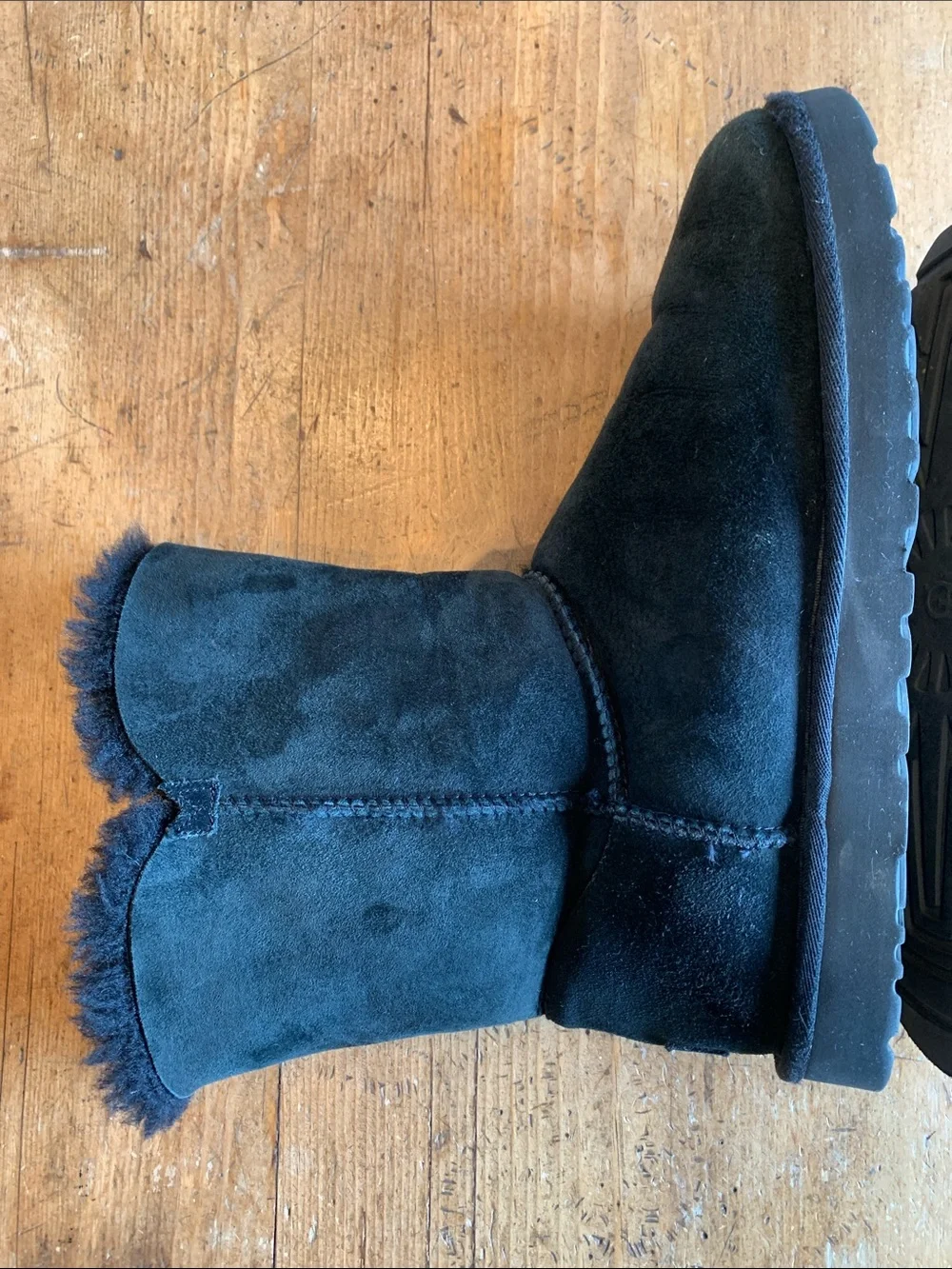 UGG Black Suede Short Shearling Boots